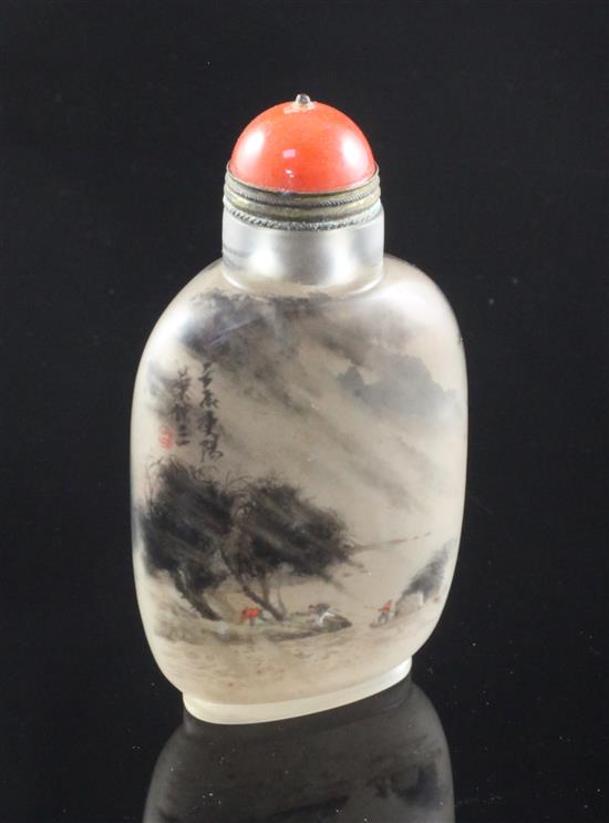 A Chinese inside painted glass snuff bottle, 7.6cm